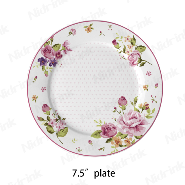 Retro Flower Design Ceramic Plate Pastoral Style, 7.5"(19cm) Porcelain Plate, White,7.5" Retro Flower Design Ceramic Plate Pastoral Style