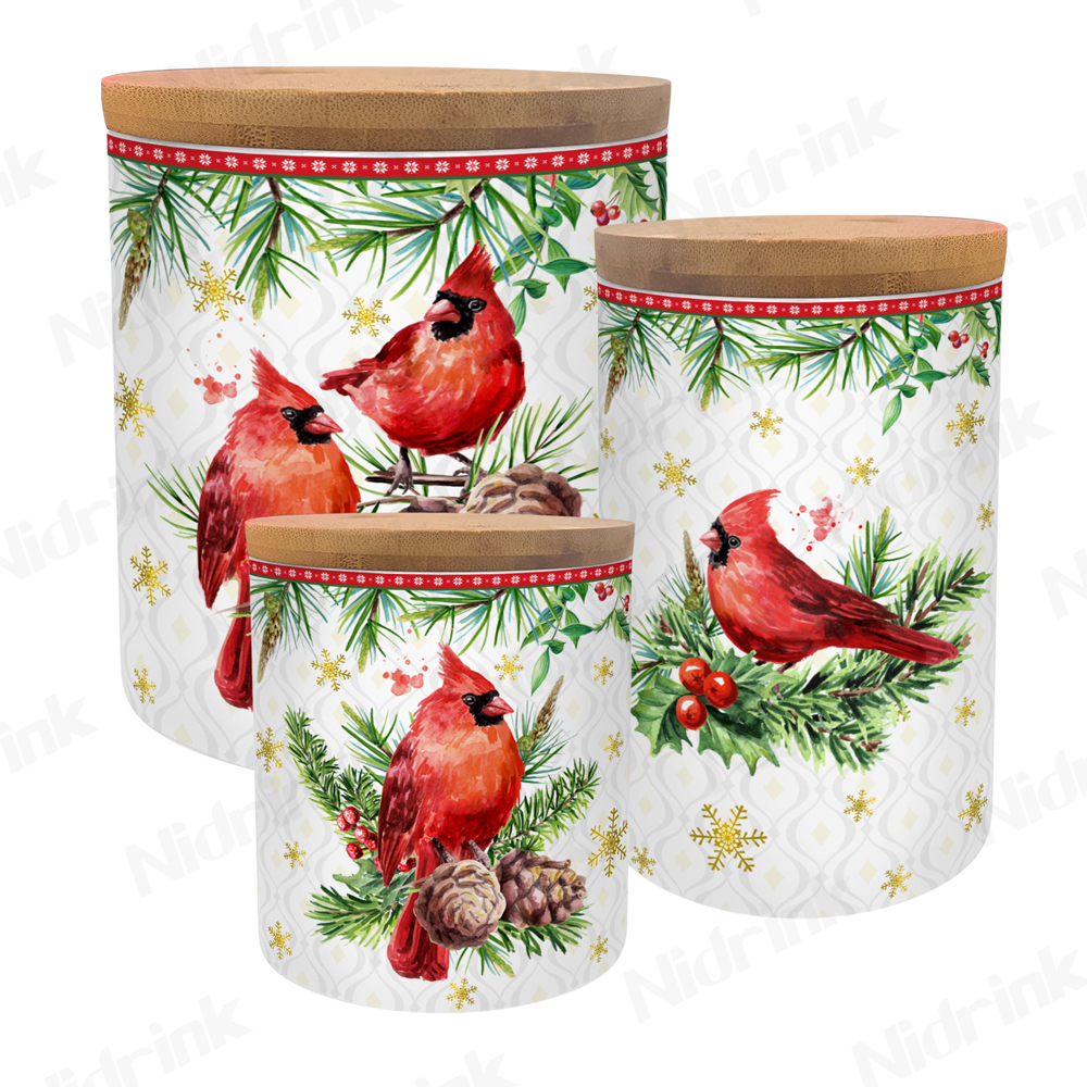 Christmas Ceramic Sealed Jar Set - 3pcs for Coffee/Tea/Sugar,Nidrink Christmas Ceramic Jar Set - Custom New Bone China Gift