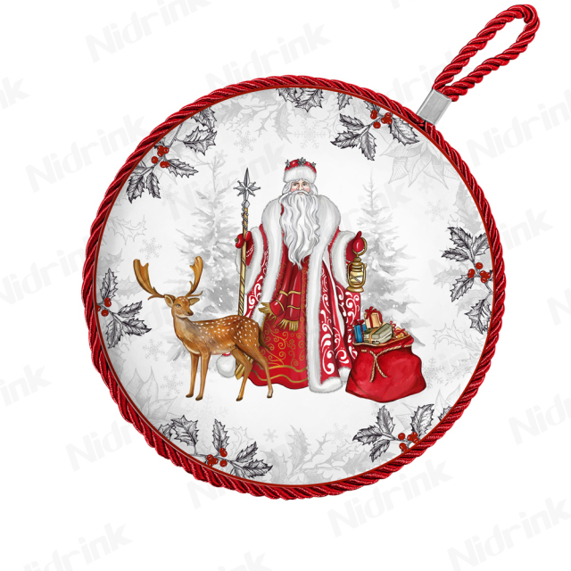 Santa Claus Xmas Non-slip Ceramic Drink Coaster - 16x16cm,Santa Claus Xmas Non-slip Ceramic Drink Coaster - 16x16cm