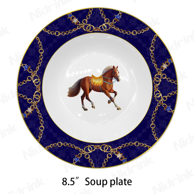 طبق عشاء سيراميك، طبق حصان أزرق ملكي نبيل، 8.5 بوصة (28.3 سم),طبق عشاء سيراميك، طبق حصان أزرق ملكي نبيل، 8.5 بوصة (28.3 سم)