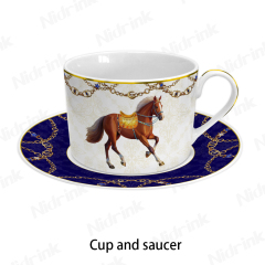 طقم أكواب قهوة وشاي عصري، كوب وصحن بتصميم حصان أزرق ملكي، 200 مل,طقم أكواب قهوة وشاي عصري، كوب وصحن بتصميم حصان أزرق ملكي، 200 مل