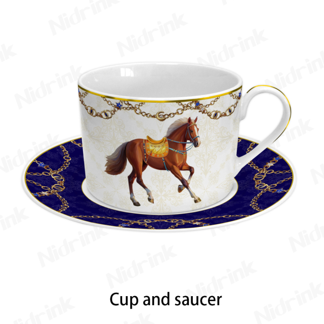 طقم أكواب قهوة وشاي عصري، كوب وصحن بتصميم حصان أزرق ملكي، 200 مل,طقم أكواب قهوة وشاي عصري، كوب وصحن بتصميم حصان أزرق ملكي، 200 مل