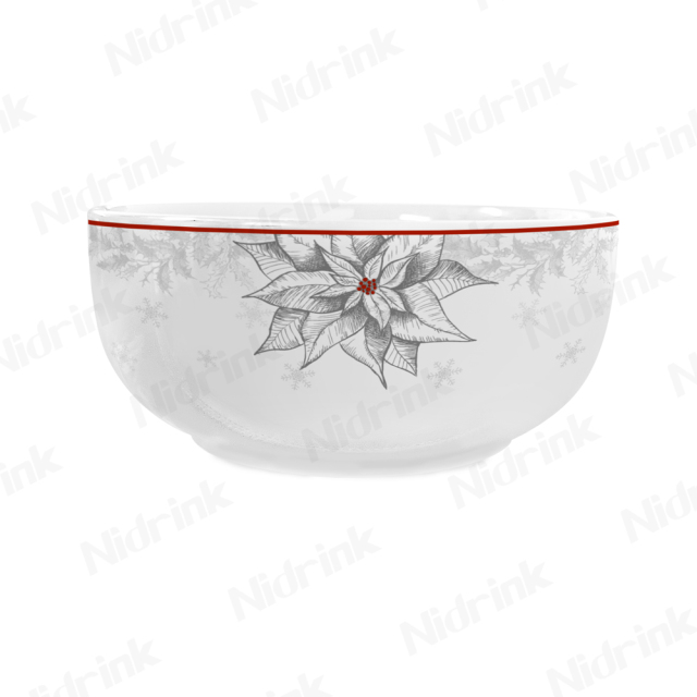 Christmas Leaf & Snowflake Rice/Noodle Ceramic Bowl - 5.5",Christmas Leaf & Snowflake Rice/Noodle Ceramic Bowl - 5.5"