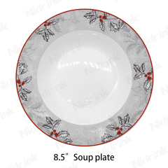 8.5" Christmas Snow & Leaf Soup Plate - 21.6cm for Food,8.5" Christmas Snow & Leaf Soup Plate - 21.6cm for Food