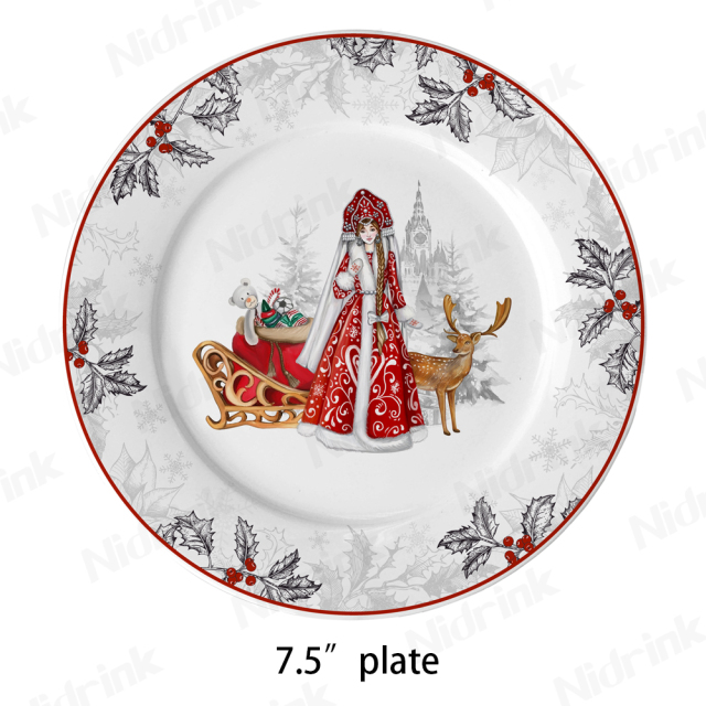 7.5" Snegurochka Christmas Dinner Plate - 19cm for Food,7.5" Snegurochka Christmas Dinner Plate - 19cm for Food