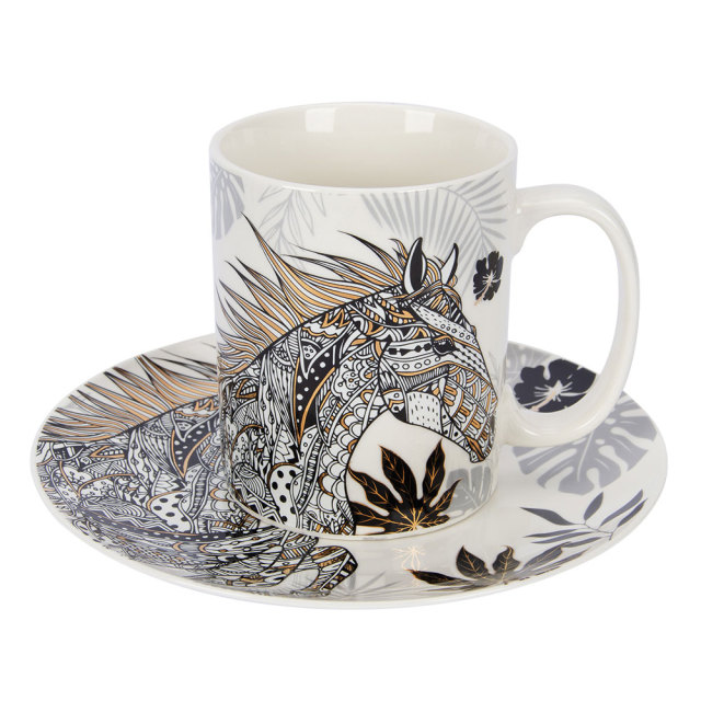 Horse Zodiac Ceramic Mug Set - 2pcs Festival Gift - 380ml,Horse Zodiac Ceramic Mug Set - 2pcs Festival Gift - 380ml