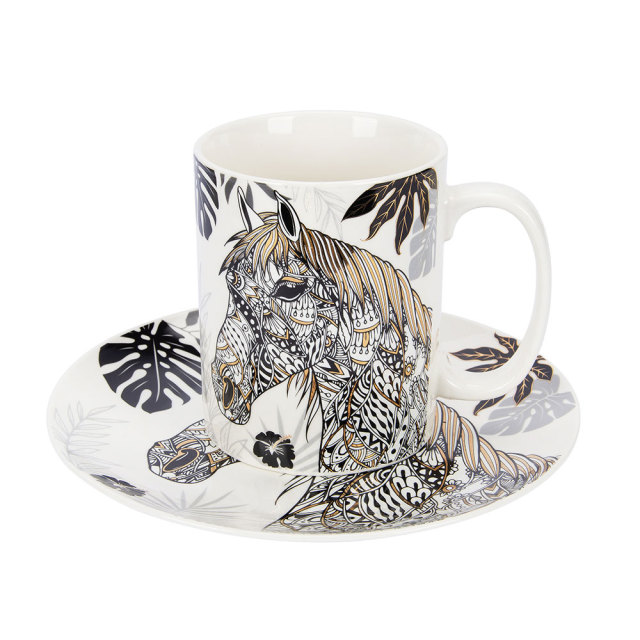 Horse Zodiac Ceramic Mug Set - 2pcs Festival Gift - 380ml,Horse Zodiac Ceramic Mug Set - 2pcs Festival Gift - 380ml