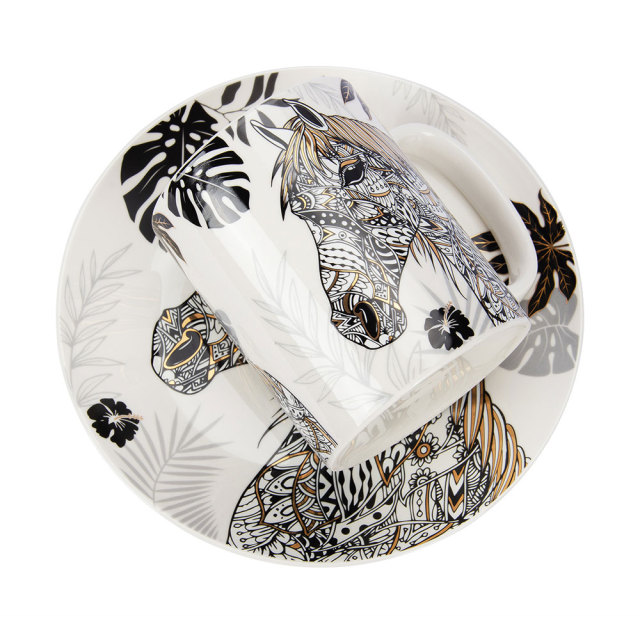 Horse Zodiac Ceramic Mug Set - 2pcs Festival Gift - 380ml,Horse Zodiac Ceramic Mug Set - 2pcs Festival Gift - 380ml