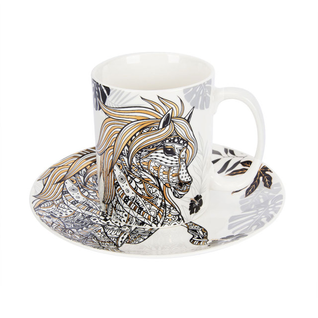 Horse Zodiac Ceramic Mug Set - 2pcs Festival Gift - 380ml,Horse Zodiac Ceramic Mug Set - 2pcs Festival Gift - 380ml