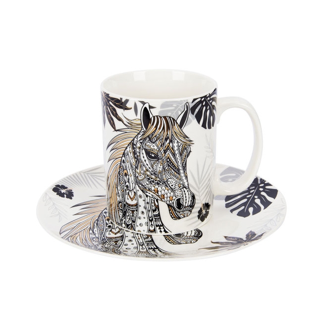 Horse Zodiac Ceramic Mug Set - 2pcs Festival Gift - 380ml,Horse Zodiac Ceramic Mug Set - 2pcs Festival Gift - 380ml