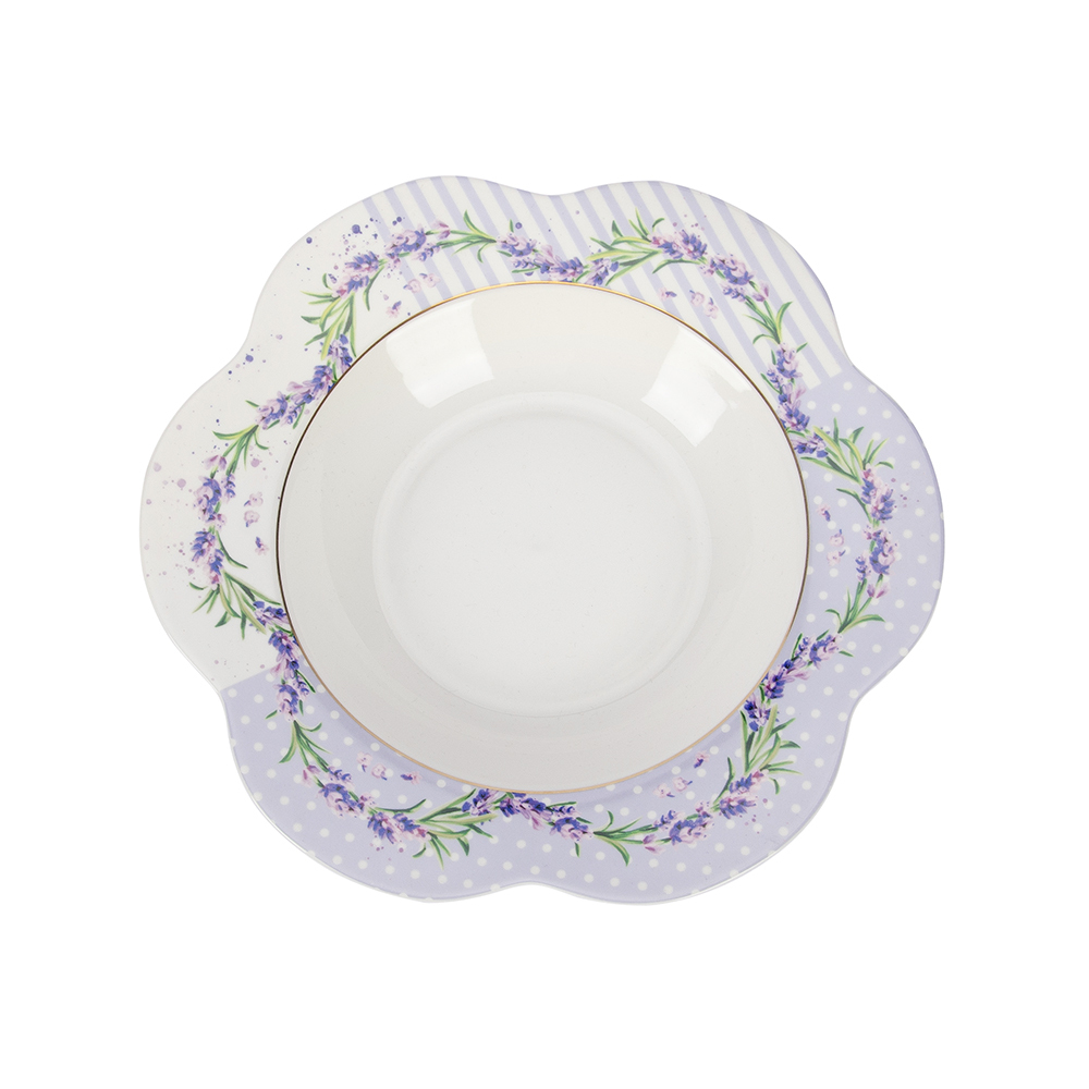 8.5" Pastoral Style Lavender Petal-Edged Soup Plate,8.5" Pastoral Style Lavender Petal-Edged Soup Plate