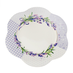 10.5" Pastoral Style Lavender Petal-Edged Ceramic Plate,10.5" Pastoral Style Lavender Petal-Edged Ceramic Plate