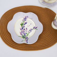 7.5" Pastoral Style Lavender Petal-Edged Ceramic Plate,7.5" Pastoral Style Lavender Petal-Edged Ceramic Plate