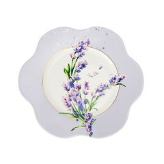 7.5" Pastoral Style Lavender Petal-Edged Ceramic Plate,7.5" Pastoral Style Lavender Petal-Edged Ceramic Plate