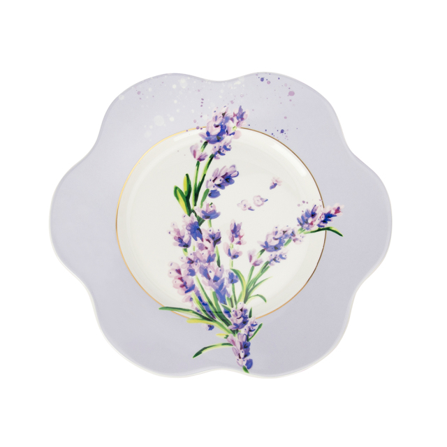 7.5" Pastoral Style Lavender Petal-Edged Ceramic Plate,7.5" Pastoral Style Lavender Petal-Edged Ceramic Plate