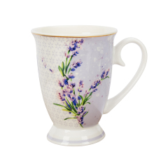 350ml Pastoral Style Lavender New Bone China Ceramic Goblet,350ml Pastoral Style Lavender New Bone China Ceramic Goblet