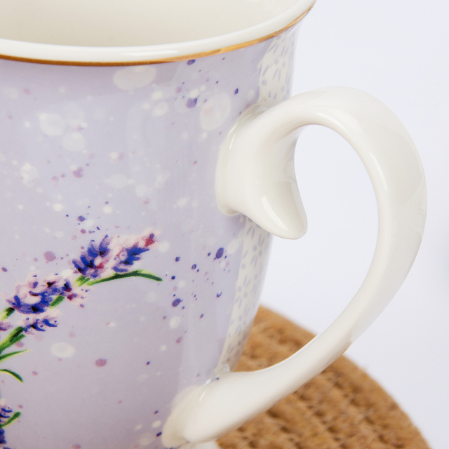 350ml Pastoral Style Lavender New Bone China Ceramic Goblet,350ml Pastoral Style Lavender New Bone China Ceramic Goblet