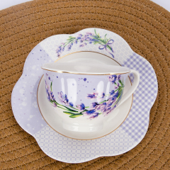 220ml Pastoral Style Lavender Ceramic Cup and Saucer Set,220ml Pastoral Style Lavender Ceramic Cup and Saucer Set