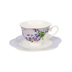 220ml Pastoral Style Lavender Ceramic Cup and Saucer Set,220ml Pastoral Style Lavender Ceramic Cup and Saucer Set