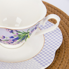 220ml Pastoral Style Lavender Ceramic Cup and Saucer Set,220ml Pastoral Style Lavender Ceramic Cup and Saucer Set