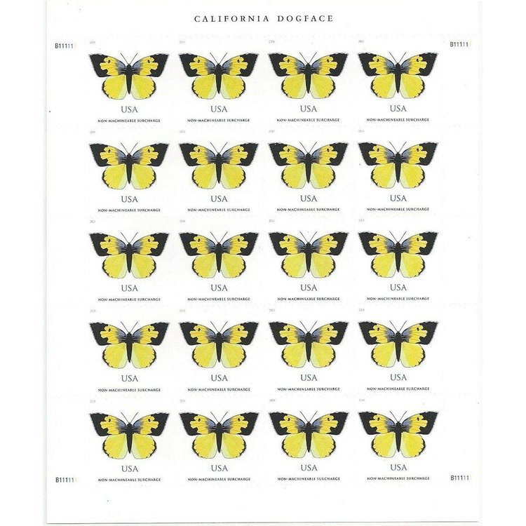 (2019) USPS Butterfly California Dogface Forever Stamps
