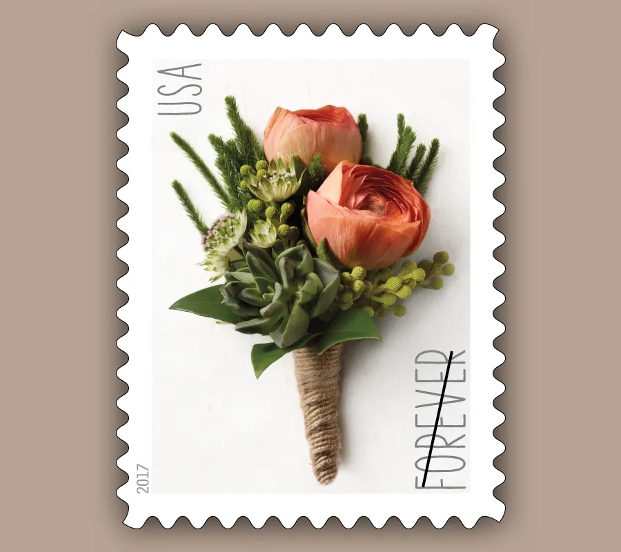 2017 USPS Celebration Boutonniere Forever Stamps
