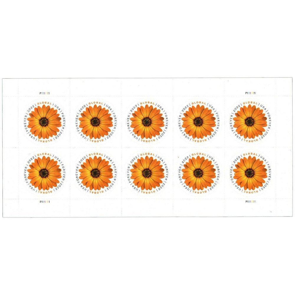 (2022) USPS Global Forever International Mail African Daisy Postage Stamps
