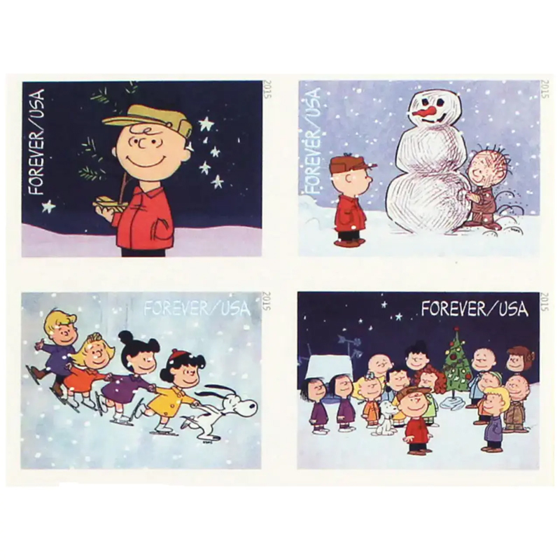 2015 USPS Charlie Brown Xmas Pane of 20 Forever Postage Stamps
