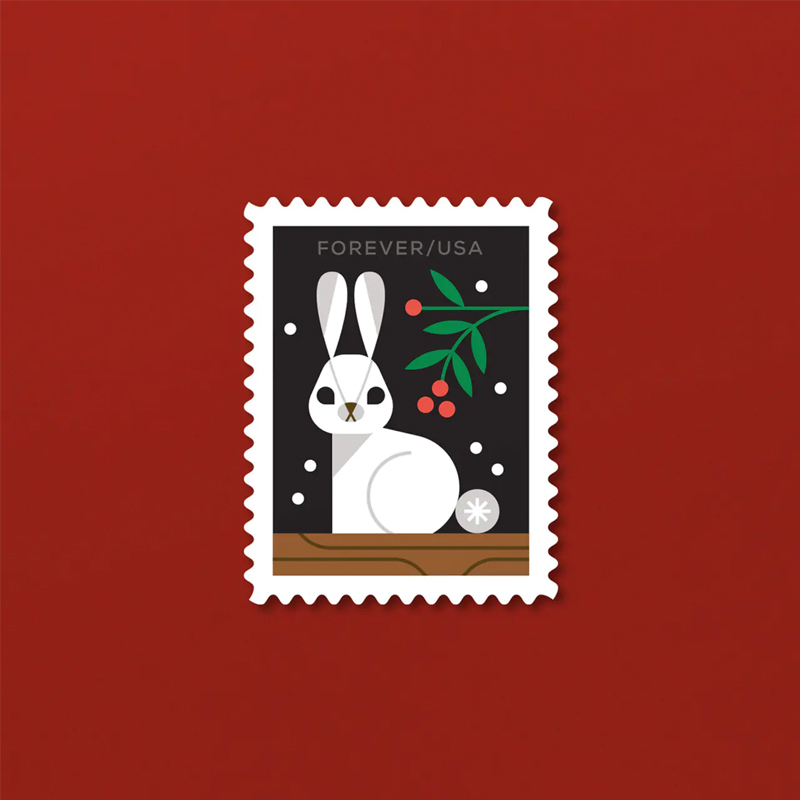 2023 Winter Woodland Animals Forever Postage Stamps (a Deer. Fox. Rabbit. and Owl