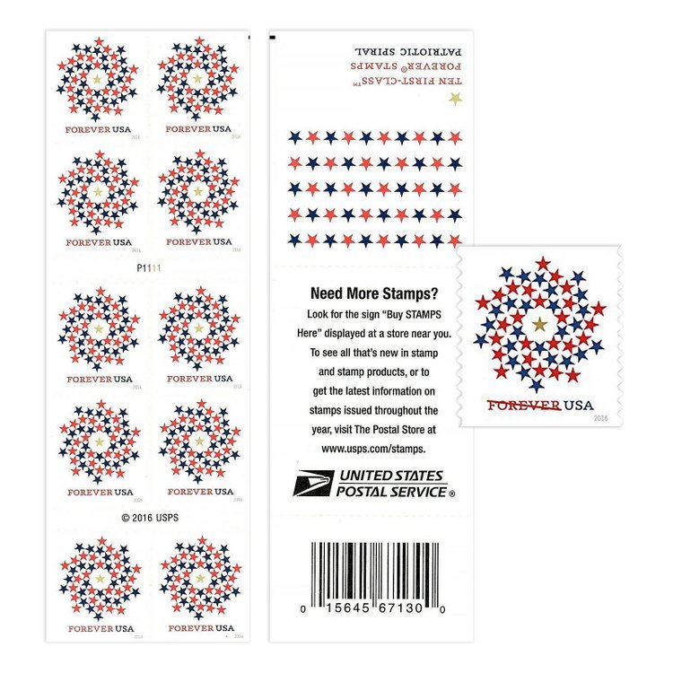 (2016) USPS Stars Red & Blue Forever Stamps
