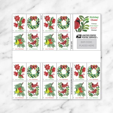 2025 Holiday Cheer Stamps, Book of 20Forever 78¢|