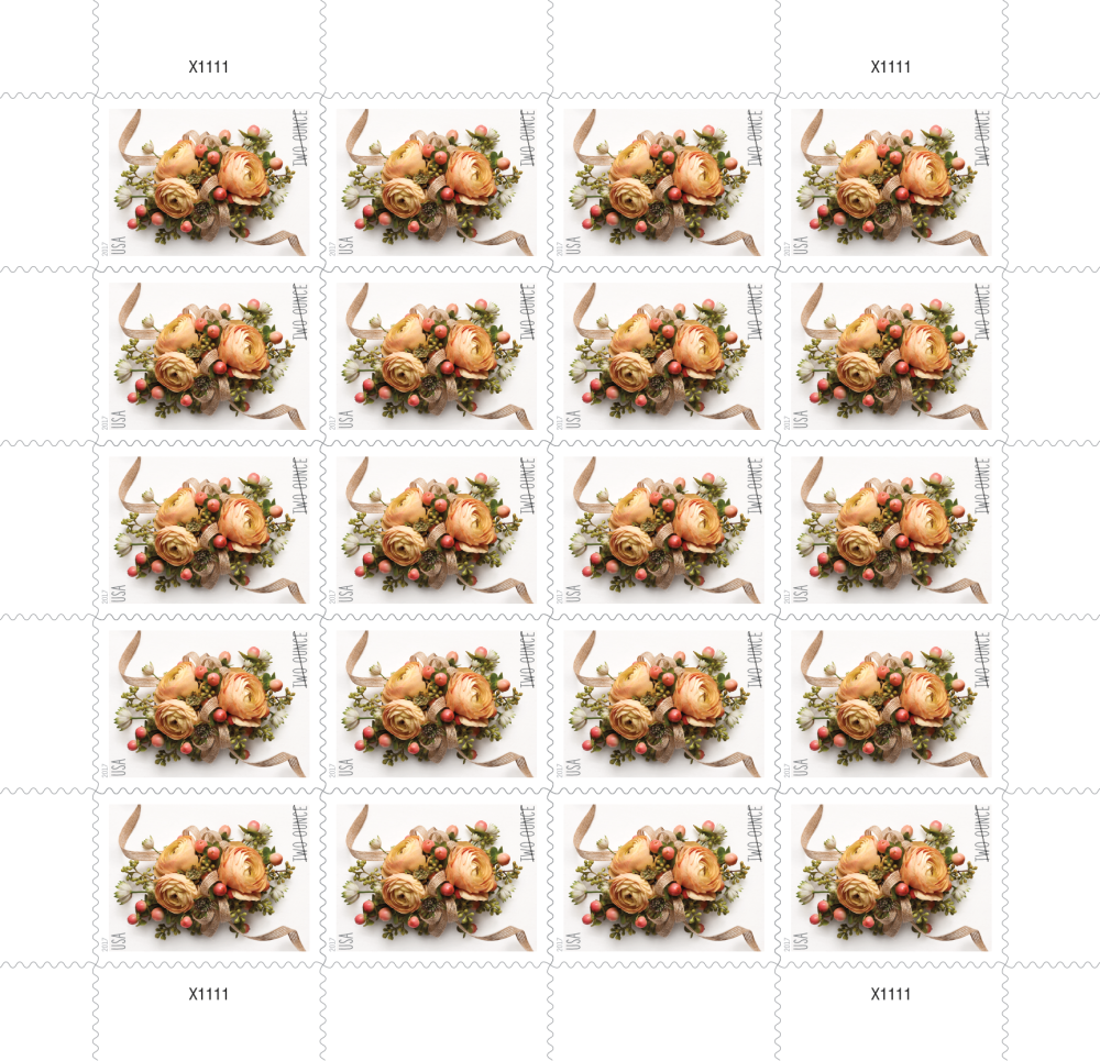 2017 Celebration Corsage  5 sheets =100 stamps