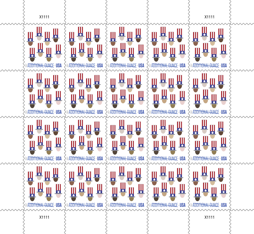 2017  Uncle Sam's Hat  5 sheets =100 stamps