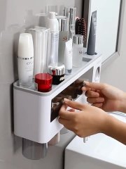 Toothbrush storage rack, brushing cup, mouthwash cup, wall mounted bathroom, non perforated wall mounted toothpaste, dental appliances, dental jar set