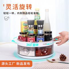 Huamili Kitchen Countertop Corner Rotating Condiment Bottle Organizer Storage rack