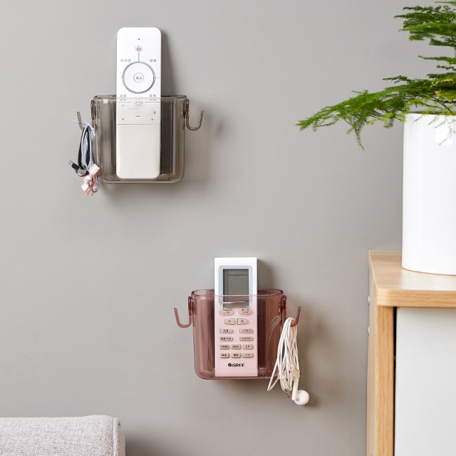 Organize home remote control storage box, wall mounted artifact, mobile phone storage, non perforated shelf, hook wall pendant