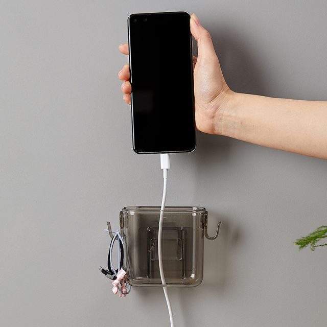 Organize home remote control storage box, wall mounted artifact, mobile phone storage, non perforated shelf, hook wall pendant