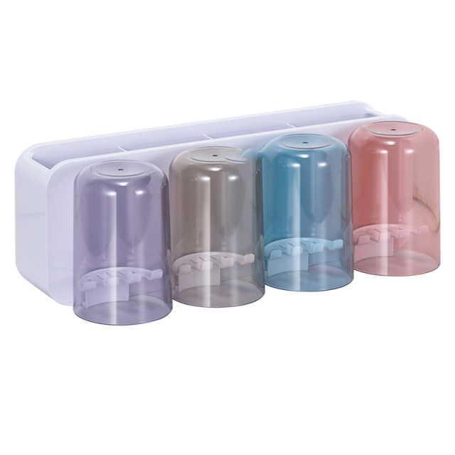 Toothbrush cup storage rack set, wall mounted, non perforated mouthwash cup wall mounted, bathroom dental appliance, dental jar set