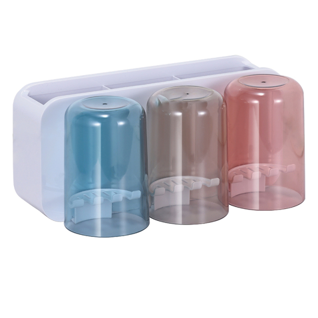 Toothbrush cup storage rack set, wall mounted, non perforated mouthwash cup wall mounted, bathroom dental appliance, dental jar set