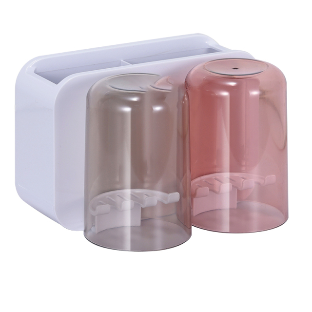 Toothbrush cup storage rack set, wall mounted, non perforated mouthwash cup wall mounted, bathroom dental appliance, dental jar set