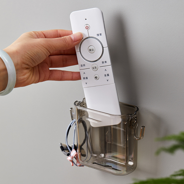 Organize home remote control storage box, wall mounted artifact, mobile phone storage, non perforated shelf, hook wall pendant
