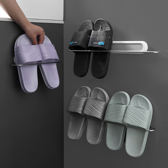 Bathroom Slippers Rack Wall Hanging Toilet Slippers Storage Artifact Toilet Non Perforated Shoe Rack