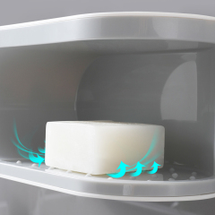 Double layer soap box storage rack, no punching, creative drainage, bathroom suction cup, wall mounted bathroom soap box