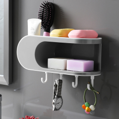 Double layer soap box storage rack, no punching, creative drainage, bathroom suction cup, wall mounted bathroom soap box