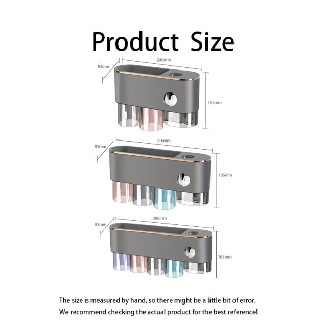 Gun gray toothbrush storage rack, bathroom non perforated mouthwash cup, dental cup wall mounted storage rack