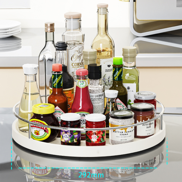 Stainless Steel Multifunctional Soy Sauce Bottle Seasoning Storage Floor Standing Rotating Storage Rack for Kitchen