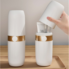 Huamili Travel Wash Cup Portable Toothbrush Storage Box Household Rinsing Cup Set Brushing Cup Toothbridge Box