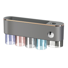 Gun gray toothbrush storage rack, bathroom non perforated mouthwash cup, dental cup wall mounted storage rack