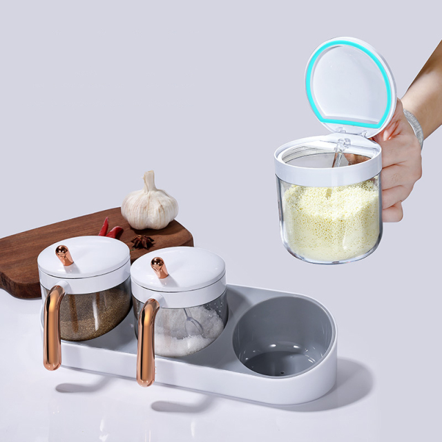 Non perforated wall mounted seasoning box, household kitchen storage rack, salt monosodium glutamate seasoning combination set, seasoning bottle and jar