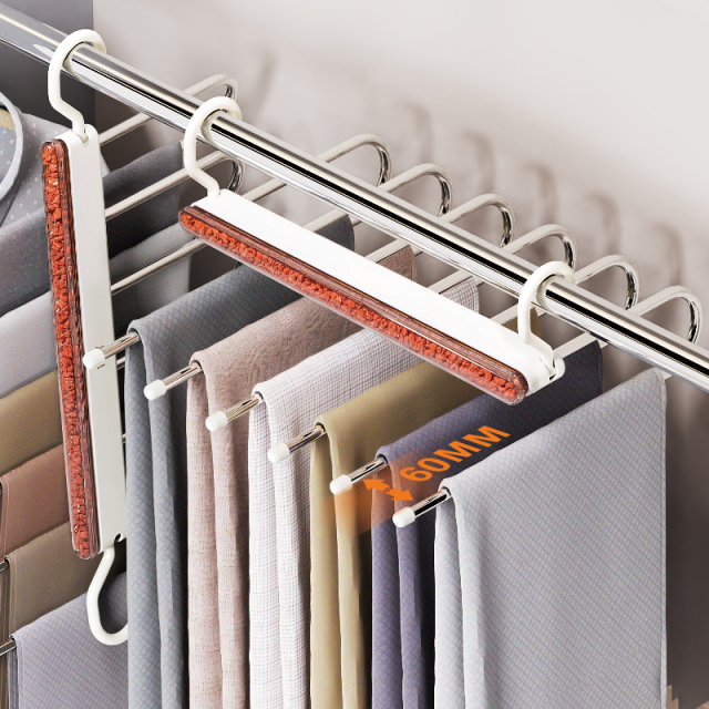 Huamili Aromatherapy Pull-Out Pants Rack | Top-Mounted Sliding Closet Hanger with Anti-Mold & Insect Protection